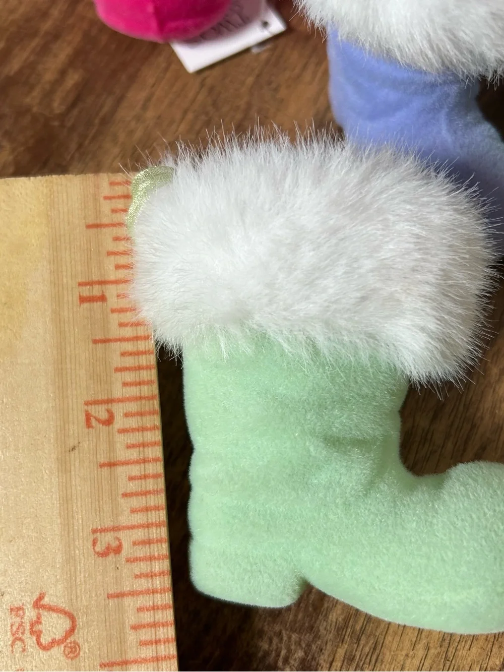 Two’s Company Fuzzy Santa Boot Ornaments Lot Of 6 NWT Multicolor Christmas